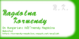 magdolna kormendy business card